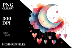 Colorful Moon with Hearts, Transparent PNG Product Image 2
