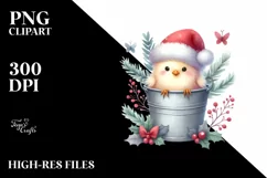 Cute Santa Hat in Bucket with Christmas Tree Branches PNG Product Image 2