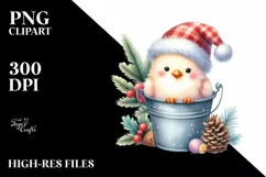 Cute Chicken with Santa Hat PNG Product Image 2