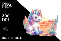 Colorful Unicorn in Desert Scene, High-Res PNG Product Image 2