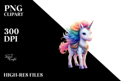 Baby Unicorn in Desert Scene, Watercolor PNG Product Image 2