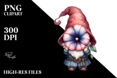 Cute Gnome with Morning Glory Floral PNG Product Image 2