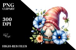 Cute Gnome with Morning Glory Floral PNG Product Image 2