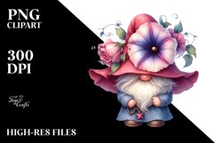 Cute Gnome with Morning Glory Floral PNG Product Image 2