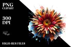 Abstract Wooden Stained Gerbera PNG Product Image 2