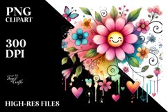 Colorful Smiling Flower PNG Product Image 2