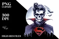Simple Superhero Vampire Skull Halloween PNG Product Image 1