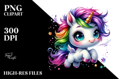 Cute Unicorn Big Eyes Jumping PNG Product Image 2