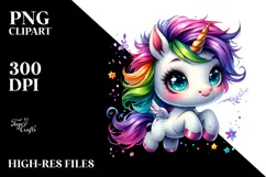 Cute Unicorn Big Eyes Jumping PNG Product Image 2