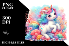 Colorful Baby Unicorn Coral Reef PNG Product Image 2