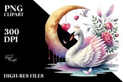 Swan on Half Moon, Watercolor PNG Product Image 2