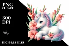 Colorful Gladiolus Baby Unicorn | Clipart Product Image 1