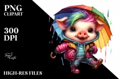 Cute Baby Pig Dancing PNG Product Image 1