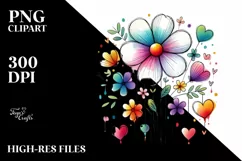 Simple Flower with Hanging Hearts PNG Product Image 2