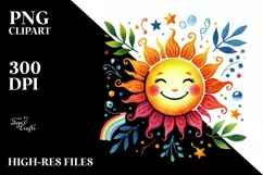 Very Simple Colorful Smiling Sun PNG Product Image 2