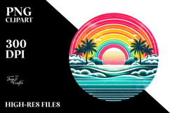 Retro Tropical Rainbow Sunset PNG Product Image 2