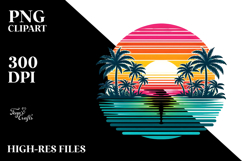 Retro Tropical Rainbow Sunset PNG Product Image 2