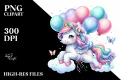 Colorful Baby Unicorn PNG Product Image 3