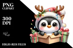 a Cute Watercolor Penguin PNG Product Image 1
