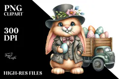 Watercolor Goofy Bunny with Old Clothes PNG Product Image 2