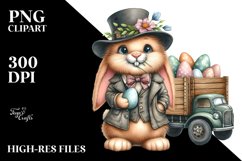 Watercolor Goofy Bunny with Old Clothes PNG Product Image 2