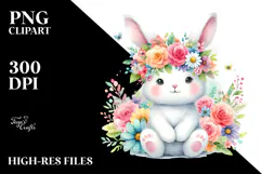 Pastel Flowers Bunny | Sublimation Clipart Product Image 2