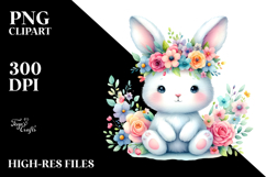 Pastel Flowers Bunny | Sublimation Clipart Product Image 2
