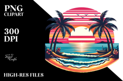 Tropical Beach Sunset Tshirt | Clipart Product Image 2