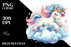 Colorful Baby Unicorn PNG Product Image 1