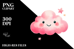 Simple Pinkish Smiling Whimsical Cloud PNG Product Image 2