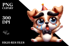Cute Dog in Party Hat with Sparkling Eyes, PNG Product Image 2