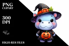 Funny Watercolor Cute Haloween Hippo Suit Product Image 3
