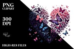 Butterfly Silhouette Heart Digital Painting PNG Product Image 2