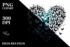 Butterflies Silhouettes Heart, PNG Product Image 2