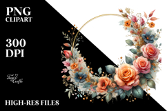 Orange Roses Floral Frame White Background | Sublimation Product Image 2
