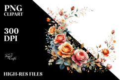 Orange Roses Floral Frame White Background | Sublimation Product Image 2