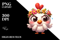 Cartoony Chicken with Flower Crown PNG Product Image 2
