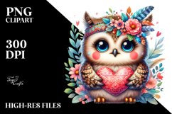 Boho Baby Owl with Heart PNG Product Image 2