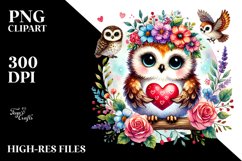 Baby Owl with Heart, Digital Painting Product Image 2