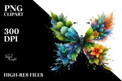 Abstract Vibrant Butterfly with Flowers PNG Product Image 1