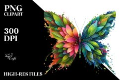 Abstract Vibrant Butterfly with Flowers PNG Product Image 3