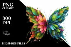 Abstract Vibrant Butterfly with Flowers PNG Product Image 3