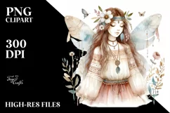 Washed Watercolor Boho Fairy, High-Res PNG Product Image 1