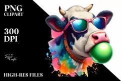 Colorful Artistic Cow Sticker | Sublimation | Clipart Product Image 3