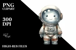 Washed Watercolor Vintage Astronaut Boy | Clipart Product Image 1