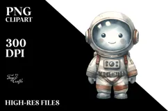 Washed Watercolor Vintage Astronaut Boy | Clipart Product Image 2