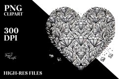 Lineart Diamond Heart, PNG Product Image 2