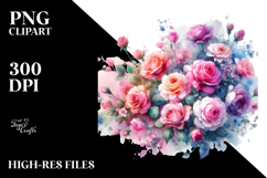 Vibrant Pink Roses Abstract White Background | Sublimation Product Image 2