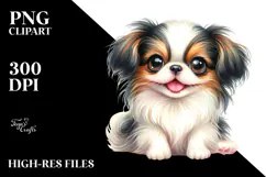 Watercolor Cute Japanese Chin with Big Eyes Product Image 2