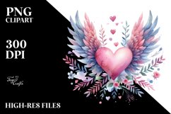Winged Heart Watercolor, High-Res PNG Product Image 2